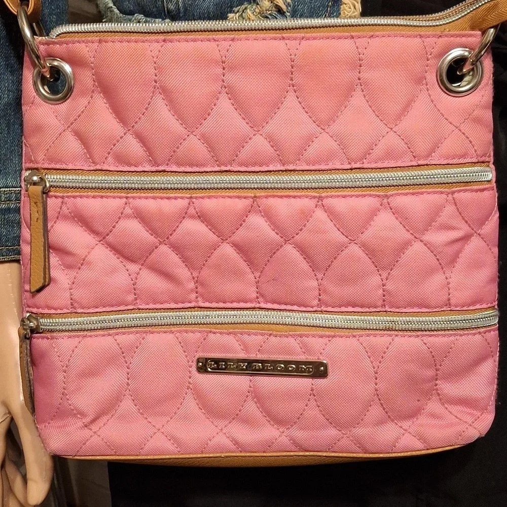 Lily Bloom pink quilted sling crossbody bag 9.5x8 - Picture 2 of 4